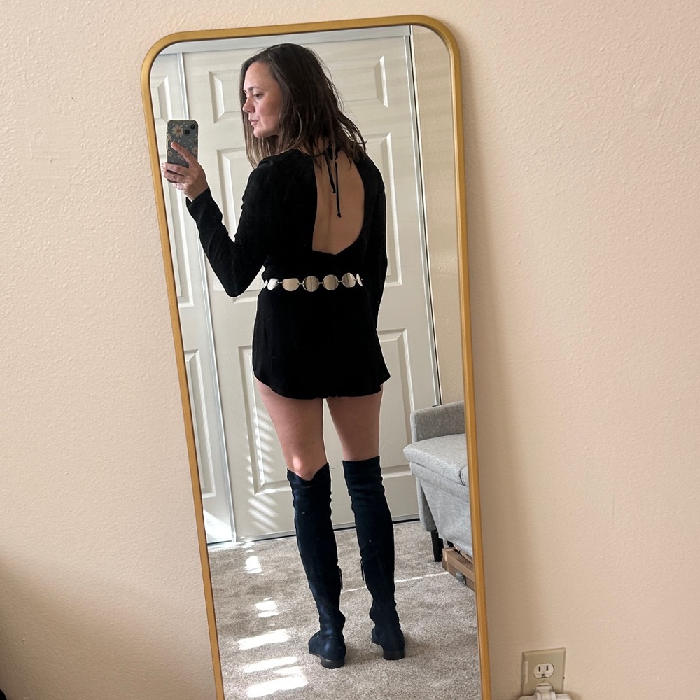 Reformation Plunge Longsleeve Romper in Black size X-Small